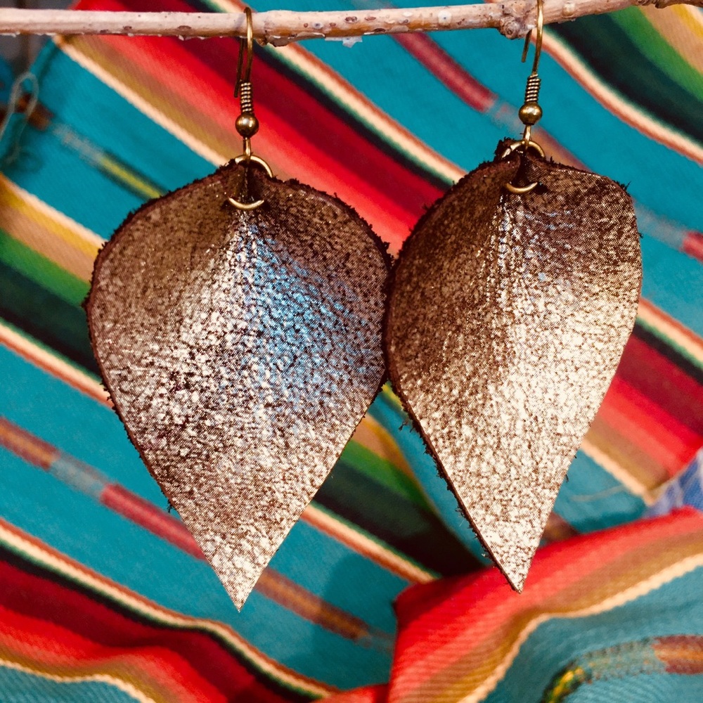 Burnished Platinum Leather Leaves